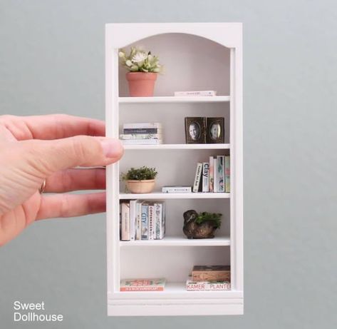 Diy Tiny Books, Miniature Bookshelf, Bookshelf Insert, Mini Bookshelf, Pink Dollhouse, Barbie House Furniture, Twig Furniture, Room Box Miniatures, Kids Doll House