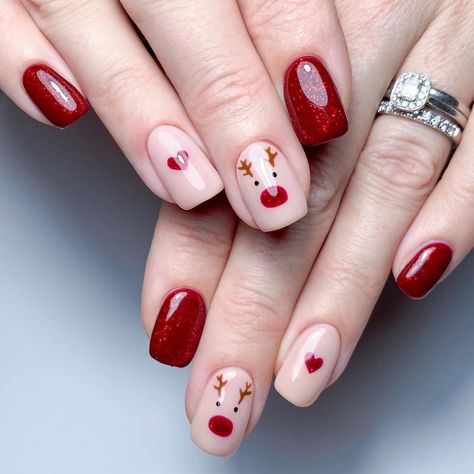 Cute Christmas Nails, Christmas Nails Easy, Christmas Gel Nails, Pretty Nail Designs, Cute Gel Nails, Xmas Nails, Christmas Nail, Classy Nails, Fancy Nails