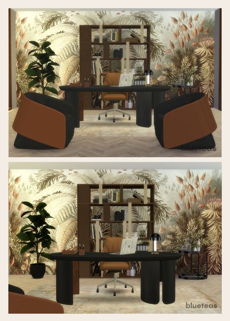 Sims 4 Cc Furniture Office Patreon, Sims 4 Lawyer Office, Sims 4 Cc Office, Sims 4 Office Cc, Sims 4 Office, Mid Century Office, Cc Furniture, Cozy Office, Classic House Design