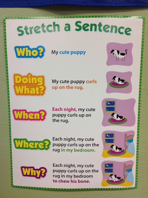 Stretching Sentences, Stretch A Sentence, The 5 W's, Teaching Sentences, Vocabulary Graphic Organizer, Primary Writing, High School Writing, 3rd Grade Writing, English Teaching Materials