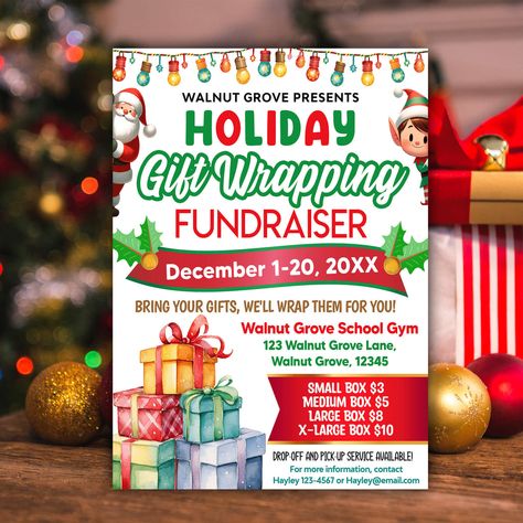 Wrapping Paper Fundraiser, Gift Wrap Fundraiser, Christmas Fundraiser Ideas, Gift Wrapping Fundraiser, Diy Holiday Gift Wrapping, Fun Fundraisers, Church Fundraisers, Wrapping Techniques, Holiday Gift Wrapping