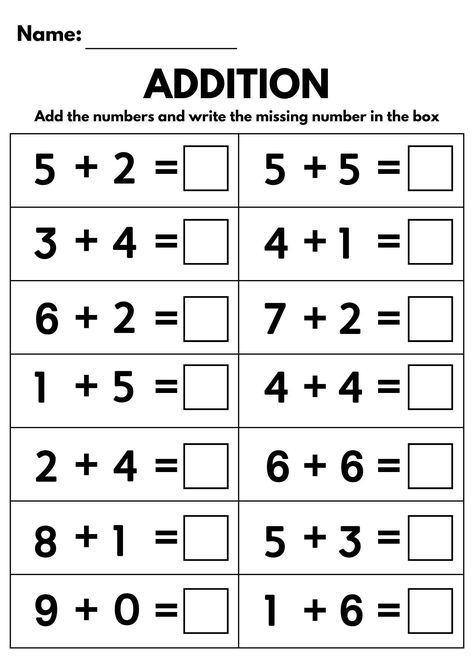 Basic Addition Worksheets Kindergarten, Fill In The Blanks Worksheets, Driving Basics, Kindergarten Math Worksheets Free, Math Addition Worksheets, Basic Addition, Math Sheets, First Grade Worksheets, 2nd Grade Math Worksheets