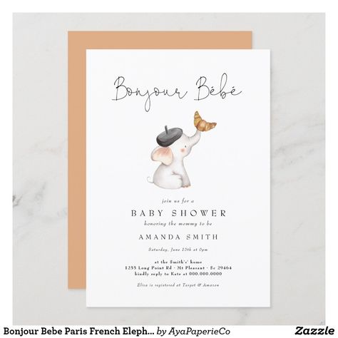 Parisian Baby Showers, French Baby Shower, Elephant Baby Boy, Paris Baby Shower, Bebe Shower, Boy Shower Invitations, Gender Neutral Baby Shower Invitations, Baby Elefant, French Baby