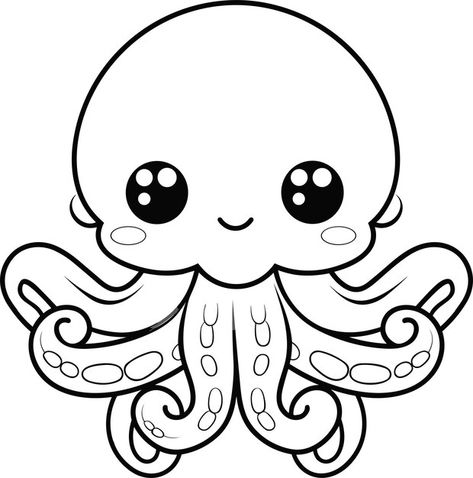 Octopus Outline Drawing, Octopus Outline, Octopus Coloring, Octopus Colors, Octopus Coloring Page, Octopus Drawing, Cute Octopus, Outline Illustration, Animals Coloring