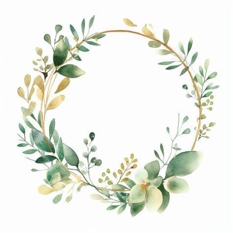 Leaves Frame Border, Foliage Leaves, Leaves Wreath, Invitations Card, Wreath Clipart, Watercolor Greenery, Christian Images, Flower Circle, Frame Png