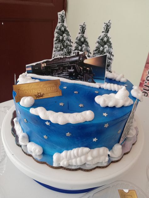 Combo Expreso polar Polar Express Cake Ideas, Polar Express Birthday Cake, Polar Express Cake, Polar Express Christmas Party, Polar Express Movie, Train Birthday Cake, Polar Express Party, Movie Cakes, Polar Express Train