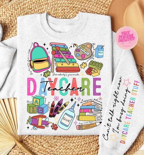 Daycare Teacher Shirts, Teacher Shirts Svg, Funny Teacher Quotes, Teacher Doodles, Stuff Png, Women Shirt Designs, Teacher Quotes Funny, Cute Teacher Outfits, Teacher Accessories