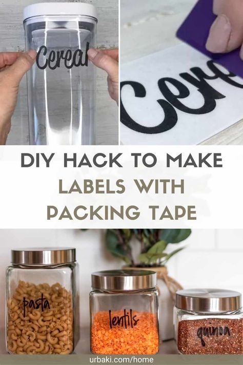 Packing Tape Labels Diy, Masking Tape Labels, How To Make Your Own Labels, Bottle Labels Diy, Make Labels, Make Your Own Labels, Organize Your Pantry, Apartment Checklist, Sticky Labels