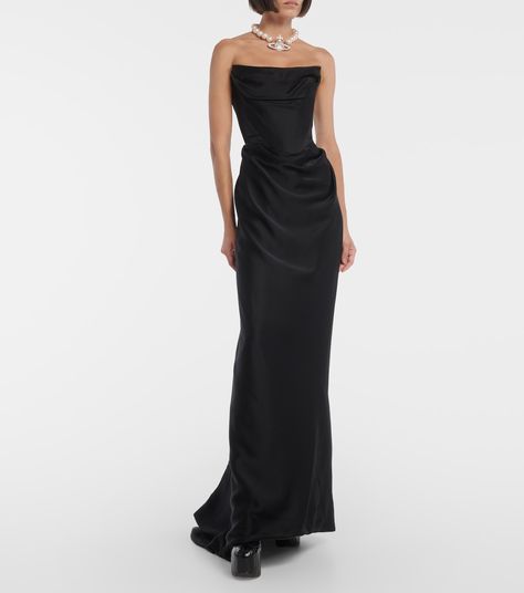 Vivienne Westwood Dress, Bag Lining, All Black Dresses, Fantasy Gowns, Stunning Gowns, Satin Gown, Black Gown, Gala Dresses, Garment Bag