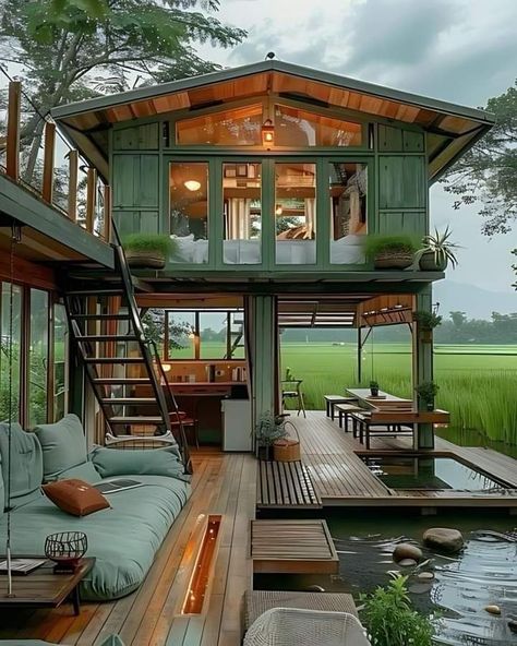 Magical Treehouse, Beautiful Small Homes, Hut House, House On Stilts, Tree House Designs, Tiny House Inspiration, Rest House, Village House Design, Container House Design