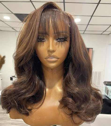 Lace Front With Bangs And Layers, Bang With Curls, Side Part Bang Wig, Body Wave Bangs, 90 Layerd Wig, Jt Side Part With Bang, Body Wave With Bangs Black Women, 70s Wig Black Women, Side Part With Bangs