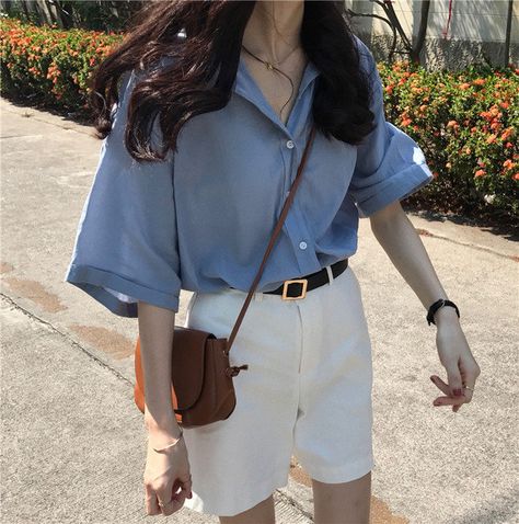 Blouses Short Sleeve, Korean Summer Outfits, Outfit Korean Style, Korean Outfit Street Styles, Outfit Korean, Korean Casual Outfits, Women Blouses, Mode Inspo, Style Streetwear