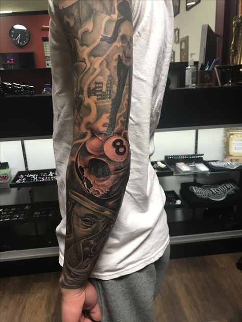 Black and grey tattoo sleeve Tattoo Ritual NY . Ceo Tattoo, Black And Grey Tattoos Sleeve Men, Grey Tattoo Sleeve, Traditional Tattoo Black And Grey, Ny Tattoo, Black And Grey Sleeve, Black And Grey Tattoos Sleeve, Black And Grey Tattoo, Tattoo Time