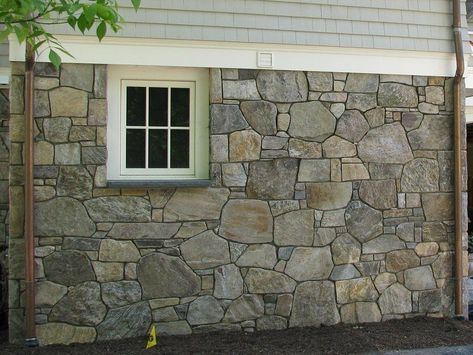 Click to close image, click and drag to move. Use arrow keys for next and previous. Stone House Revival, Exterior Stone Veneer, Stone Siding Exterior, Stone Veneer Exterior, Stone Exterior Houses, Faux Stone Panels, House Foundation, Building Plans House, Stone Panels