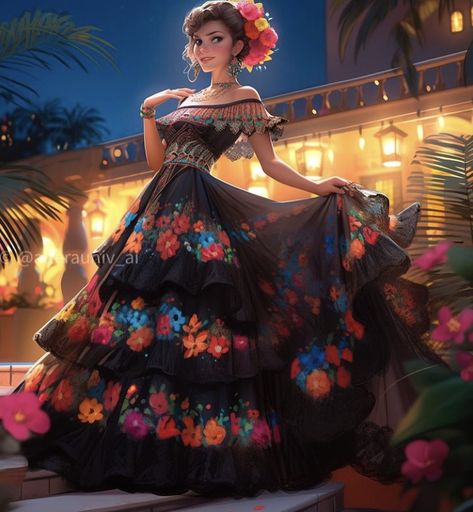 Mexican Culture Art, Chica Cool, Camila Morrone, Cute Disney Pictures, Digital Portrait Art, Fashion Illustration Dresses, Fairytale Dress, Cute Family, Art Dress