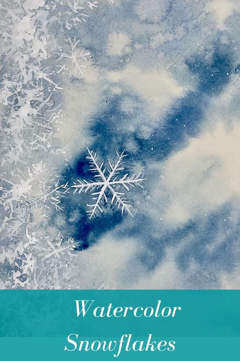 Painting Snowflakes, Watercolor Snowflake, Diy Watercolor Cards, Watercolor Christmas Cards Diy, Snowflakes Art, Watercolor Winter, Watercolor Video, Winter Watercolor, Watercolor Paintings For Beginners