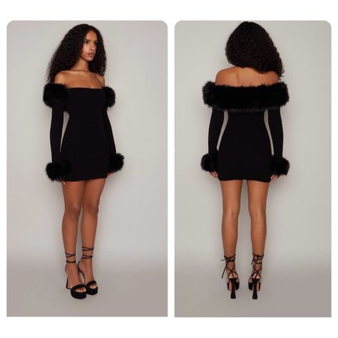 Guizio Faux Fur Off The Shoulder Mini Dress New Size Xxl $298 Details Your Coziest Must-Have Meet Our Faux Fur Off-The-Shoulder Dress. Knit For Comfort And Elegance, The Fitted Style Is Trimmed With Plush Faux Fur That Can Be Removed; This Versatile Dress Is Destined To Become Your Favorite Dress. Off-The-Shoulder Neckline Long Sleeves Pullover Style Detachable Faux Fur Trim At Collar And Cuffs 5% Cashmere, 40% Wool, 10% Tess, 20% Viscose, 25% Nylon Our Products Are 100% Genuine. In All Cases We Fuzzy Dress Outfit, Fur Trimmed Dress, Formal Winter Outfits Dresses, Mini Dress With Fur, Fashion Glossary, Wolf Party, Formal Winter Outfits, Dress With Fur, Christmas Party Dresses