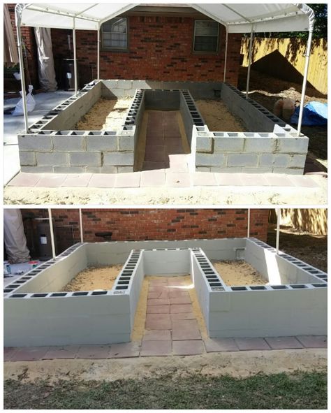 Cinder Block Garden Bed, Cinder Block Garden, Raised Bed Garden, Building Raised Garden Beds, Cinder Blocks, Front Yard Landscaping Diy, Building A Raised Garden, Diy Raised Garden, Front Yard Landscaping Plans