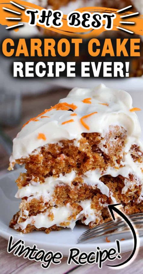 This easy CARROT CAKE Recipe is super moist and delicious, and has the most perfect cream cheese icing ever. This cake is guaranteed to become one of your go-to dessert recipe for all occasions. #carrotcake #cakerecipe #cakerecipes #easyrecipe #dessert #cake Carrot Recipes Dessert, Easy Carrot Cake Recipe, Carrot Cake Recipe Homemade, Best Carrot Cake Recipe, The Best Carrot Cake, Carrot Cake Recipe Easy, Homemade Carrot Cake, Easy Carrot Cake, Best Carrot Cake