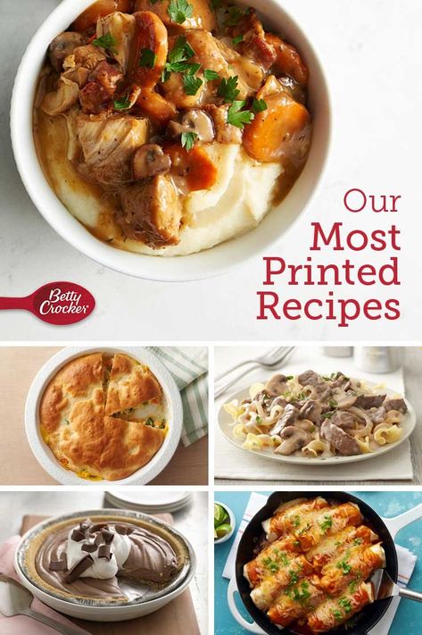 From tried-and-true dinners to a new rotation-worthy meal—these are our readers most-printed and most-made recipes from last month. Plus, a dessert you'll make on repeat! Betty Crocker Recipes Dinner, Betty Crocker Recipes, Cooking Stuff, Copykat Recipes, Summer Dishes, Healthy Bites, Afghan Crochet, Easy Dinners, Top Recipes