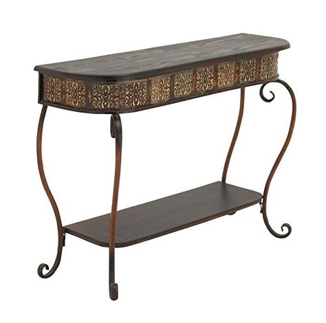 Deco 79 74362 Metal Wood Console Table, 32 Mirrored End Table, Glass Top End Tables, Console Entryway, Metal Console Table, Round Accent Table, Metal Console, Hallway Table, Console And Sofa Tables, Metal Panels