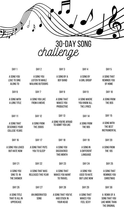 30-day song challenge Music Story Ideas, 30 Day Music Challenge, Amazon Aesthetic, Music Challenge, 30 Day Song Challenge, Music Journal, Song Challenge, Journal Challenge, Playlist Spotify