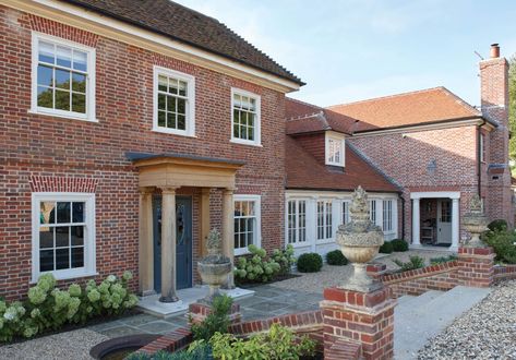 Alterations & Refurbishment Farmhouse, Hampshire | Farmhouse Refurbishments, Winchester, London | ADAM Architecture Robert Adam Architecture, New Building In Historical Context, Historic Brick Building, Brick Collonade Architecture, Adam Architecture, Stone Step, Central Hall, New West, Clay Tiles