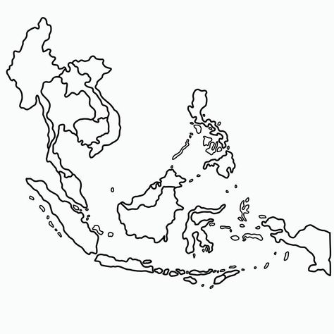 Map Of Asia Drawing, Asia Map Outline, Peta Asean, Asean Map, Asia Drawing, Southeast Asia Map, South East Asia Map, South Asia Map, Map Of Southeast Asia