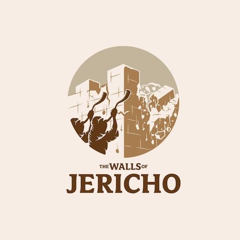 The walls of jericho symbol | Premium Vector #Freepik #vector #silhouette-logo #logo-illustration #vintage-logo #old-logo Wall Of Jericho, Bible Symbols, The Walls Of Jericho, Graphic Designer Ideas, Walls Of Jericho, Book Of Joshua, Silhouette Logo, Church Graphics, Bible Illustrations