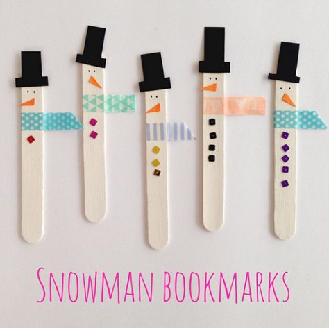 Last Minute Christmas Craft Ideas for Kids - Crafty Morning - snowman popsicle stick bookmarks Christmas Craft Ideas For Kids, Crafty Morning, Christmas Craft Ideas, Popsicle Crafts, Christmas Bookmarks, Bookmark Craft, Craft Ideas For Kids, Family Diy, Christmas School