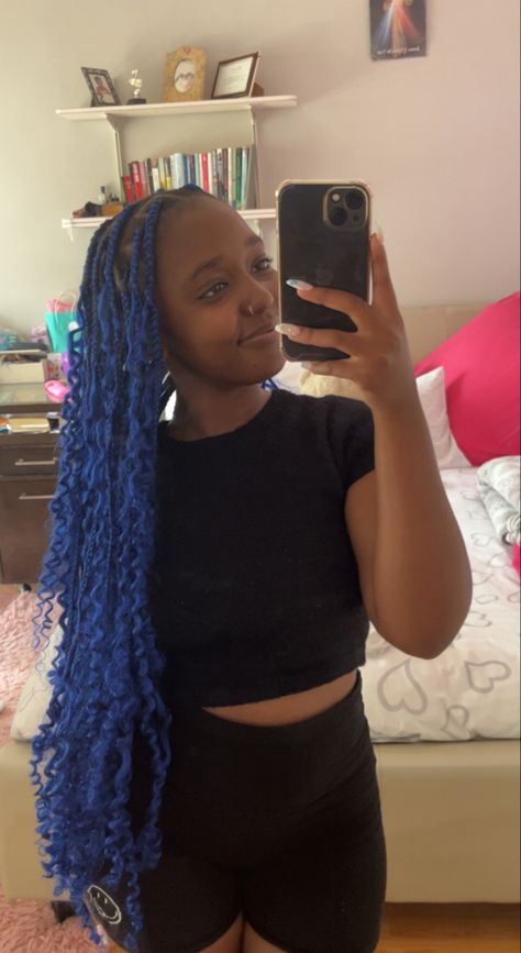 Blue Knotless Braids, Pretty Hair Color, Protective Hairstyles, Afro Hairstyles, Blue Hair, Locs, Pretty Hairstyles, Hair Inspo, Braids