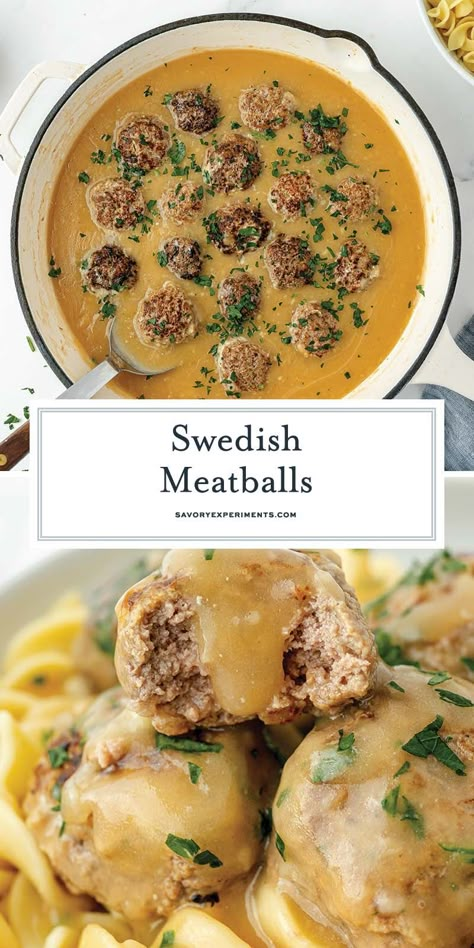 These EASY Swedish Meatballs are the best dinner ideas. The moist meatballs in the slightly tangy, creamy gravy are comfort food heaven. Best Swedish Meatball Recipe, Ground Pork Meatballs, Best Swedish Meatballs, Meatball Dinner Recipes, Best Dinner Ideas, Easy Swedish Meatballs, Swedish Meatball Recipe, Moist Meatballs, Swedish Meatballs Recipe