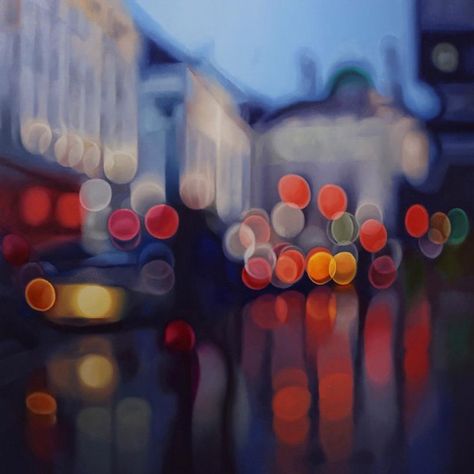 philip barlow's out-of-focus oil paintings depict a world for short-sighted people Bokeh Art, Abstract City, Beautiful Oil Paintings, City Painting, Out Of Focus, Night Painting, Watercolor Techniques, Abstract Oil, Oil Painting Abstract