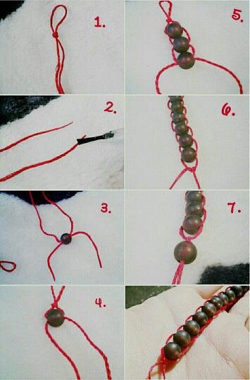 How To Add A Bead To A Friendship Bracelet, How To Make Thread Bracelets With Beads, Thread Bead Bracelets, Bracelet With Thread And Beads, Bead Thread Bracelet, How To Tie Beads On A String, How To Add Beads To Friendship Bracelet, How To String Beads, String And Bead Bracelet Diy