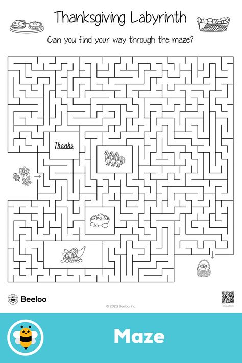 Advanced thanksgiving-themed maze for kids ages 8 and up Maze For Kids, Labyrinth Maze, Crafts And Activities For Kids, Mazes For Kids, Thanksgiving Theme, Thanksgiving Printables, Thanksgiving Kids, Thanksgiving Activities, Printable Crafts