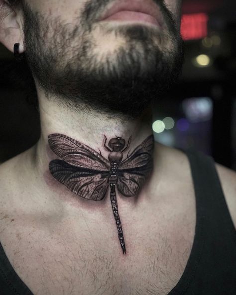 Dragonfly Tattoo Men, Dragonfly Neck Tattoo, 3d Rose Tattoo, 3d Dragonfly, Glasses Tattoo, Hyper Realistic Tattoo, Clover Tattoos, Feather Tattoo Design, Full Arm Tattoos