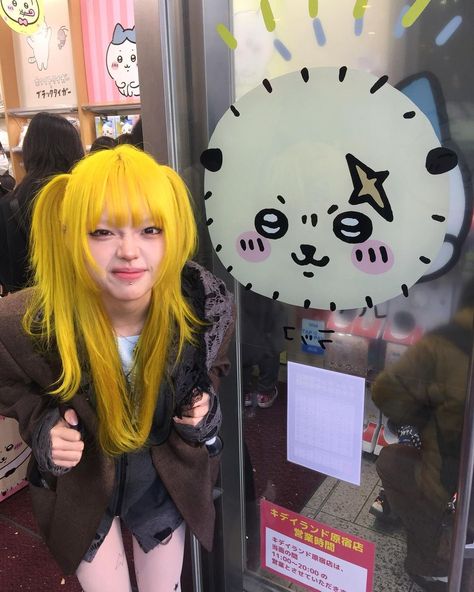 « 🦦* . ˙♩.💭 #chiikawa | Instagram Red Hair Yellow Highlights, Blonde With Yellow Highlights, Blonde And Yellow Hair, Yellow Hair Aesthetic, Brown And Yellow Hair, Short Yellow Hair, Yellow Hair Ideas, Unique Dyed Hair, Yellow Hair Color Ideas