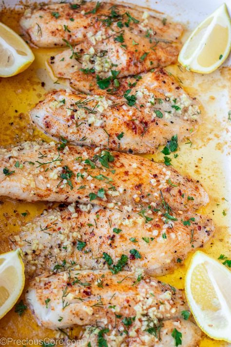 Baked Tilapia Fillets, Lamb Chops Pan Seared, Tilapia Dinner, Frozen Tilapia, Goals In Life, Baked Tilapia, Chicken Recipies, Tilapia Recipes, Baked Garlic