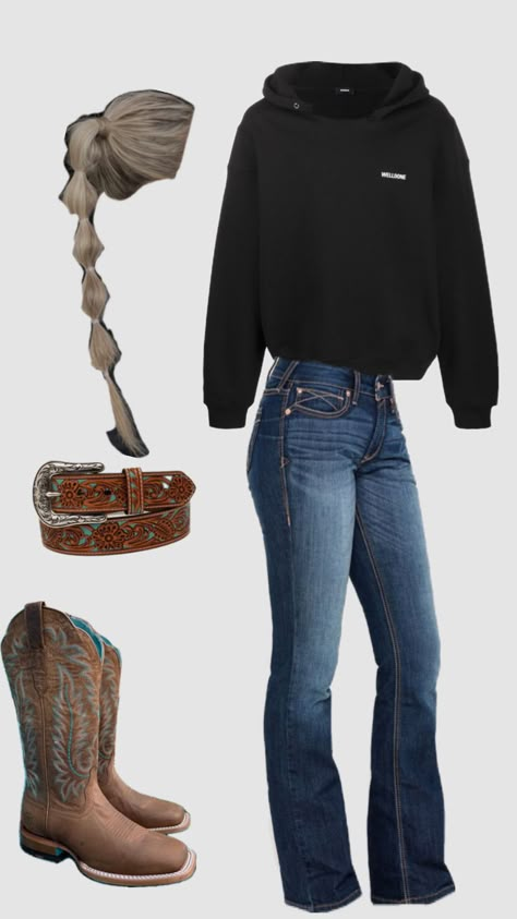 Western Clothes Aesthetic, Country Style Clothes For Women, Cute Winter Outfits Western, Country Concert Outfit Fall Jeans, Hot Country Outfits, Overalls And Cowboy Boots Outfit, Church Outfit Country, Country Thanksgiving Outfit, Cowgirl Core