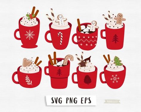 Hot Cocoa Svg Christmas Clip Art Hot Chocolat Hot Cocoa Svg, Anime Clipart, Winter Drink, Christmas Clip Art, Colored Tape, Fun Nursery, Christmas Hot Chocolate, Tassen Design, Christmas Fonts