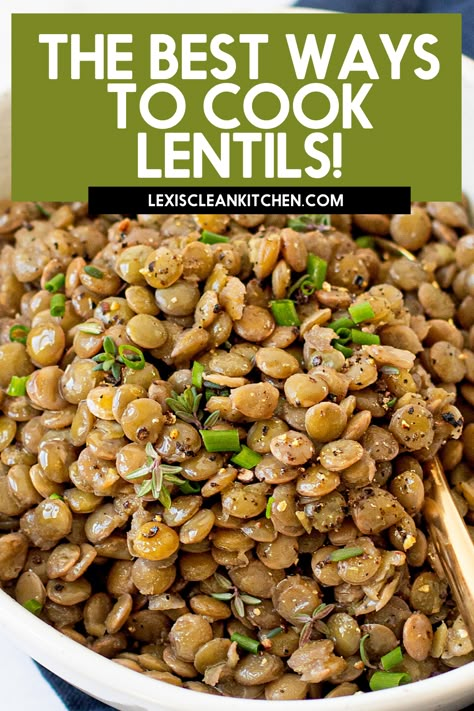 Lentil Side Dish, Green Lentil Recipes, How To Make Lentils, Cooking Green Lentils, Cook Lentils, Lentil Recipes Easy, Lentil Recipes Healthy, Cooked Lentils, How To Cook Lentils