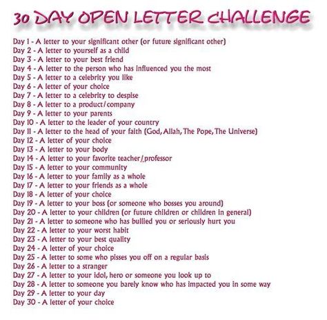 30 Day Letter Challenge Letter Challenge, Bullet Journal Calendrier, Journal Challenge, Writing Challenge, Journal Writing Prompts, Open Letter, Challenge Me, Write It Down, 30 Day Challenge