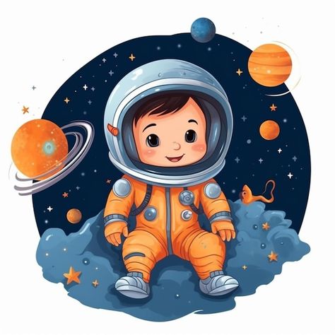 Baby Astronaut, Donut Decorating Ideas, Astronaut Drawing, Pregnant Belly Painting, Astronaut Cartoon, Birthday Bulletin, Baby Birthday Invitations, Astronaut Birthday, Book Illustration Art