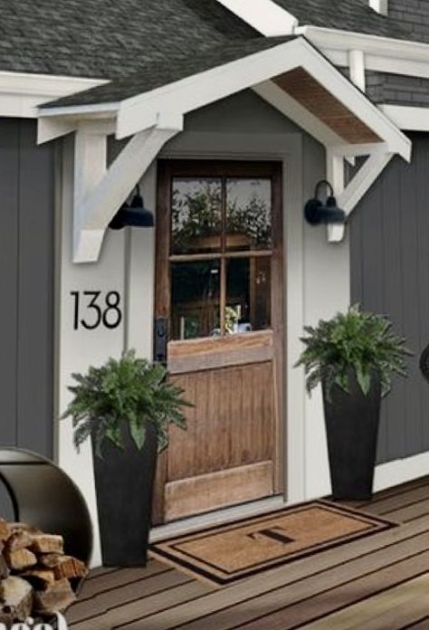 Portico Entry, Front Door Overhang, Awning Over Door, Porch Overhang, Front Door Awning, Door Overhang, House Awnings, Porch Awning, House Front Porch