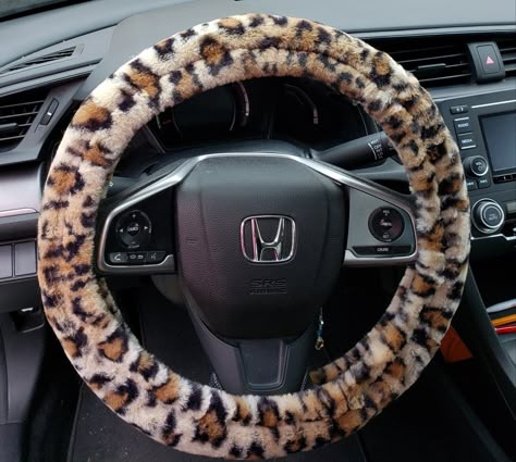 Leopard Print Steering Wheel Cover, Cheetah Print Steering Wheel Cover, Cheetah Print Car Accessories, Cheetah Print Car Interior, Leopard Print Car Accessories, Cheetah Print Aesthetic, Volkswagen Beetle Interior, Car Makeover, Y2k Cheetah Print