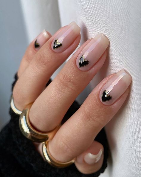 Nails Biab, Sheer Nails, Heart Nail Designs, February Nails, Short Coffin Nails, Nail Designs Valentines, Nails 2024, Clear Nails, Silver Nails