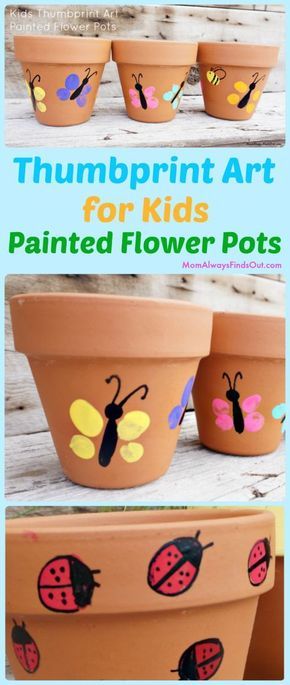 Mothers Day Flower Pot, Garden Crafts For Kids, Thumbprint Art, Diy Mother's Day Crafts, Mother's Day Craft, Diy Mother's Day, Flower Pot Crafts, Diy Flower Pots, Spring Crafts For Kids