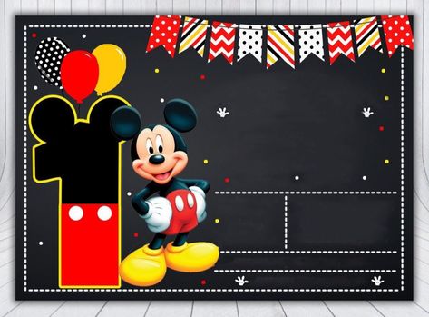 Mickey Mouse Photo Booth, Mickey Mouse Clubhouse Invitations, Γενέθλια Mickey Mouse, Mickey Invitations, Miki Mouse, Mickey Mouse Birthday Decorations, Mickey First Birthday, Mickey Mouse Bday, Mickey Mouse Themed Birthday Party