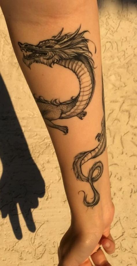 101 Best Medieval Dragons Tattoo Ideas That Will Blow Your Mind! 33 Outsons Fire Dragon Tattoos For Men, Wrapping Dragon Tattoo, Japanese Dragon Wrap Around Tattoo, Men’s Dragon Forearm Tattoo, Dragon Tattoo Forearm Wrap, Wrapped Dragon Tattoo, Dragon Patchwork Tattoo, Dragon Forearm Tattoos Men, Dragon Ankle Tattoo Wrap Around