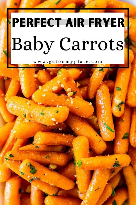 Baby Carrots In Air Fryer, Air Fried Carrots, Baby Carrots Side Dish, Air Fryer Baby Carrots, Fried Carrots, Cooked Baby Carrots, Baby Carrot Recipes, Roasted Baby Carrots, Carrots Side Dish